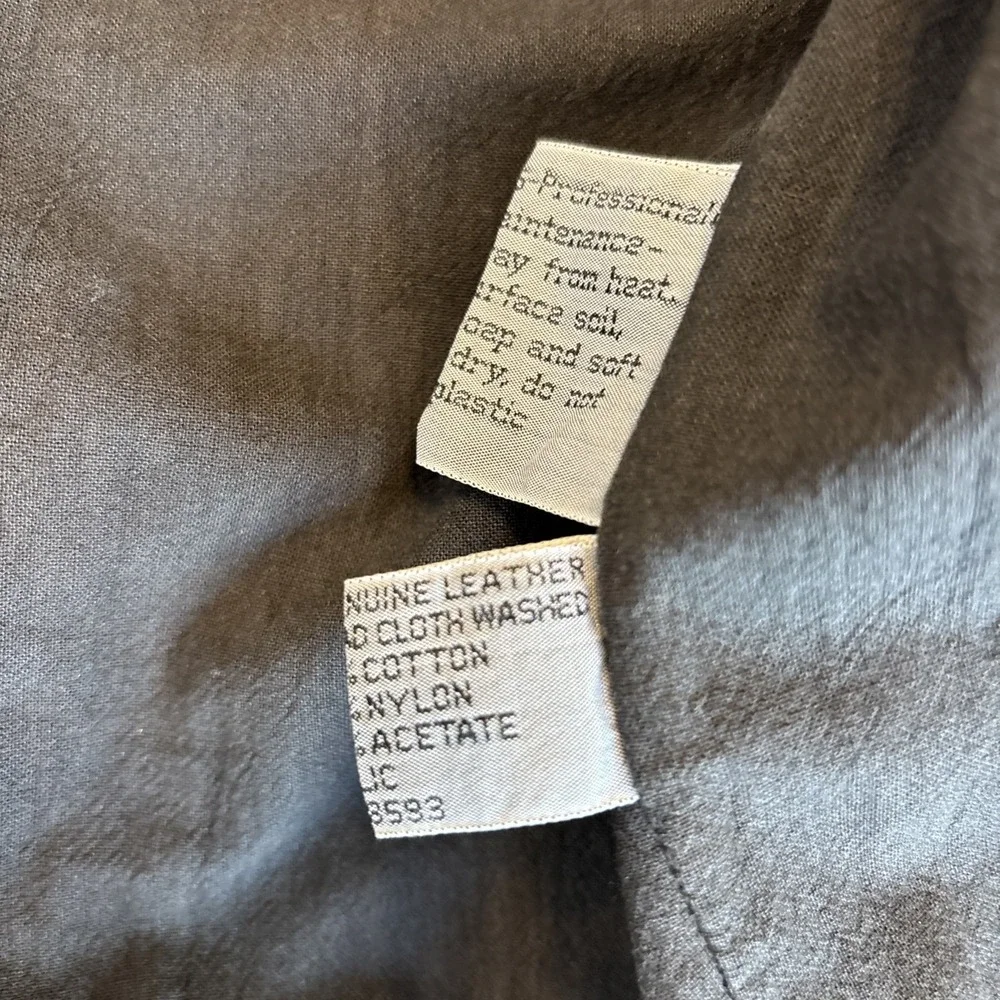 VTG Members Only Leather Bomber Jacket Textured Gray Hidden Zipper 1980s Sz40